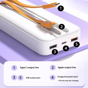 Tùy Chỉnh Xách Tay Điện Thoại Di Động Ngân Hàng Điện Mới Pd22.5W Nhanh Chóng Sạc Hai-Dây Thông Minh Hiển Thị Kỹ Thuật Số Loại C Giao Diện Đầu Vào - Product Image 3