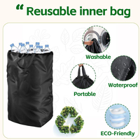 Panier de rangement à couvercle en bambou Bac de recyclage pliable pour bouteilles Déchets et cuisine Organisation de la maison