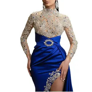 2024 थोक लक्जरी फैशन स्टाइलिश लंबी आस्तीन सुंदर उच्च गुणवत्ता वाली मादी शाम की पोशाक