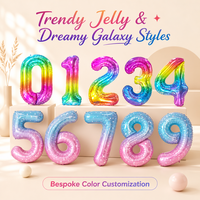 Ballon numérique géant en aluminium de 40 pouces (100 cm) style américain, forme chiffre, 50 pièces/paquet, vente en gros transfrontalière