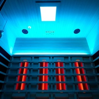 Nouveau sauna infrarouge intérieur en bois massif moderne à spectre complet pour 4 personnes avec panneau de commande