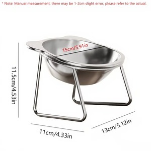 Mangkuk Makanan dan Air Hewan Peliharaan Anti Tumpah dengan Pelindung Leher, Motif Hewan, Bahan Stainless Steel <span class=keywords><strong>Food</strong></span> Grade, untuk Kucing Anjing Kecil, Terlaris - Product Image 6