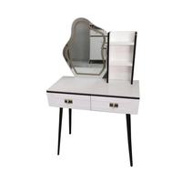 Coiffeuse à panneaux en bois minimaliste moderne avec miroir de courtoisie éclairé par LED pour la maison, la chambre à coucher, le salon, l'hôtel et l'appartement