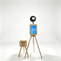 Photomaton vintage double face avec support d'imprimante assorti, compatible avec les appareils photo reflex numériques et les miroirs selfie pour iPad, idéal pour les événements