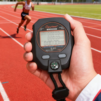 Professionelle Elektronische Digitale LCD-Sportstoppuhr mit Alarm, Wasserdicht, 1/1000 Sekunden Genauigkeit, Mini ABS-Kunststoff Chronograph