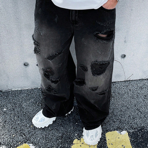 Jean décontracté <span class=keywords><strong>Qiyi</strong></span> pour homme, respirant, brodé, en denim noir, avec poche avant, coupe droite, fermeture éclair, délavé foncé, idéal pour l'hiver - Product Image 6