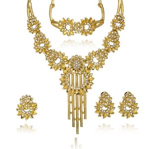 ชุดเครื่องประดับเจ้าสาวเพชรซิรคอนแฟชั่นสำหรับผู้หญิง ชุบทอง 14K สำหรับงานแต่งงานและงานหมั้น - Product Image 2