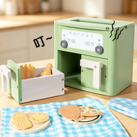 Juego de Juguetes de Cocina de Madera Realista con Sonido, Incluye Freidora de Aire y Horno Microondas de Juguete, para Juego de Roles Educativo para Niños