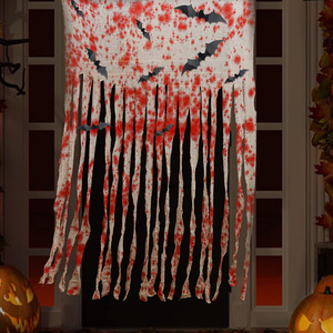 Cortina de puerta con decoración de huellas de sangre de Halloween, colgante para puerta de habitación secreta de casa embrujada, ambiente aterrador - Product Image 5