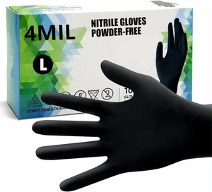 Guantes Desechables Personalizados Sin Látex para Tatuajes, Azules y Negros de 4 mil, Guantes de Nitrilo Negros Sin Látex de 9 Pulgadas para Salón de Belleza - Product Image 1
