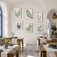 Lot de 6 tableaux muraux botaniques encadrés or, motif eucalyptus et fleurs blanches, impression aquarelle de luxe, décoration minimaliste pour la maison et l'hôtel