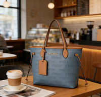 Sac fourre-tout de luxe pour femme 2025 – Sac fourre-tout de créateur avec monogramme en relief pour femme – Grand sac à main en cuir PU de luxe – Sac à bandoulière tendance