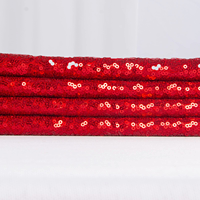 Tissu en maille brodée de paillettes rouges de 3 mm, extensible, en polyester, pour robe de mariée