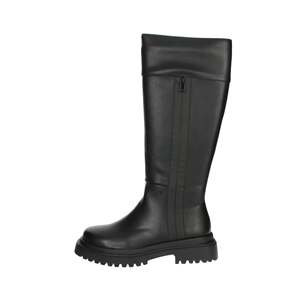 Bottes hautes pour femme Manufacture D'Essai en cuir noir avec fermeture éclair et semelle plateforme - Product Image 1