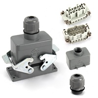 Conector de Alimentación de Alta Resistencia BYLJQ Serie HE 4P-48P, Contactos de Latón Impermeables, 16A 500V, Conexión por Tornillo Plateado