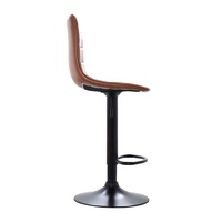 Tabouret de bar moderne en cuir PU avec design de coutures ajustables, pivotant à 360° avec base noire et repose-pieds, idéal pour salle à manger, salon et hôtel