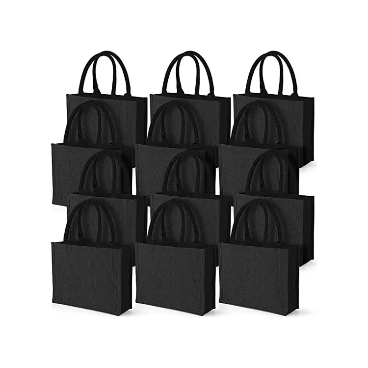 Джутовая сумка с принтом на заказ, джутовая мини-сумка с логотипом, черная Джутовая сумка