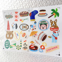 Hojas de Pegatinas de Cristal con Dibujos Animados, Pegatinas Decorativas Transparentes de PVC con Animales y Comida Kawaii para Diario, Álbum de Recortes, Teléfono, Portátil