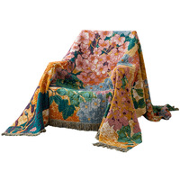 Nouvelle Couverture en Gaze de Coton Personnalisable Style Rétro Européen à Motifs Floraux et Végétaux, Teinture Réactive, pour Bureau - Collection 2025