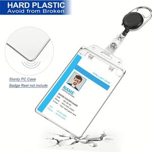Étui pour carte d'identité en PC transparent double face X527 Premium, vertical, en plastique rigide, protège-badge, porte-carte en plastique à fermeture permanente - Product Image 2