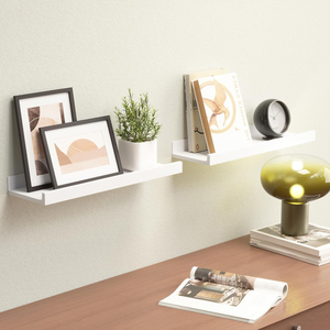 Juego de 2 estantes blancos modernos para dormitorio estantes flotantes montados en la pared - Product Image 5