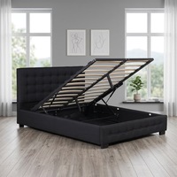 Lit double en lin de style nordique en stock avec cadre à ressorts élastiques mobiles