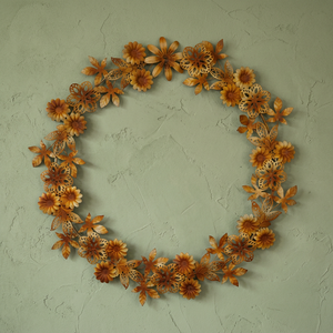 Rustic Metal Floral Wreath Handmade <b>Decorative</b> <b>Flowers</b> Round Unlit <b>Wall</b> Hanging Craft Art - Product Image 4