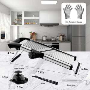 Kitchen Adjustable Manual Stainless Steel Potato Slicer Fruit Cutter <b>Chopper</b> Grater <b>Vegetable</b> Mandoline Dishwasher Safe Foldable - Product Image 4