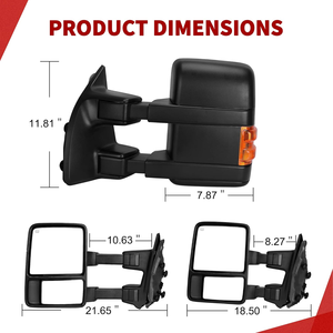 Specchietto Retrovisore Regolabile Manualmente per <span class=keywords><strong>Ford</strong></span> F250/350/450/550 Super Duty, Specchio Piatto Senza Riscaldamento con Segnale Ambra - Product Image 3