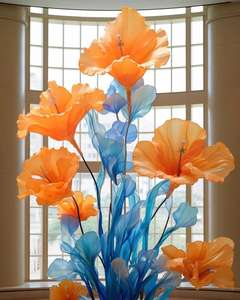 <span class=keywords><strong>L</strong></span>-068Giant <span class=keywords><strong>fleur</strong></span> <span class=keywords><strong>Iris</strong></span> support grand grand fleurs artificielles faites à la main décoration de fête de mariage - Product Image 4