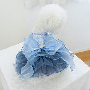 Blue Bowknot <strong>Graceful</strong> Dog Spring Summer <strong>Pet</strong> Wedding Dress - Product Image 2