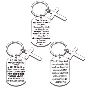 Llavero de Acero Inoxidable, Llavero Metálico con Cruz Bíblica, Amuleto de Oración y Bautismo para Niños, un Regalo del Niño Jesús - Product Image 1