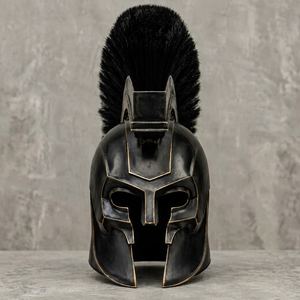 Casque grec en nickel noir, armure métallique 3D complète, imitation antique, pièce d'art de collection, technique de moulage - Product Image 1