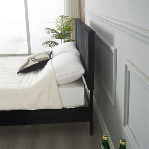 <span class=keywords><strong>Lit</strong></span> en bois massif avec rembourrage épais, design moderne, vente directe, meubles de chambre à coucher de villa, sans ressort, revêtement en velours <span class=keywords><strong>gris</strong></span> - Product Image 2