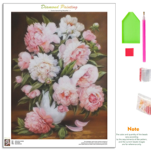 <span class=keywords><strong>Peinture</strong></span> Diamant Chenistory Vintage, <span class=keywords><strong>Bouquet</strong></span> <span class=keywords><strong>de</strong></span> Pivoines, Broderie Complète, Nature Morte Florale pour Décoration <span class=keywords><strong>de</strong></span> Salon et Maison - Product Image 1