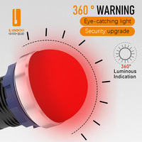 LANBOO 22mm IP65 Voyant lumineux à courant élevé Illumination circulaire complète 25A Max 9-220V AC/DC Panneaux de commande tête plate/dôme ≤ 8mm