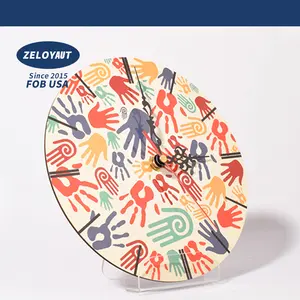 ZELOYAUT-sublimation Printed Customized Round Shape 27cm MDF Wall Clock For Living House Office Anywhere Decoration