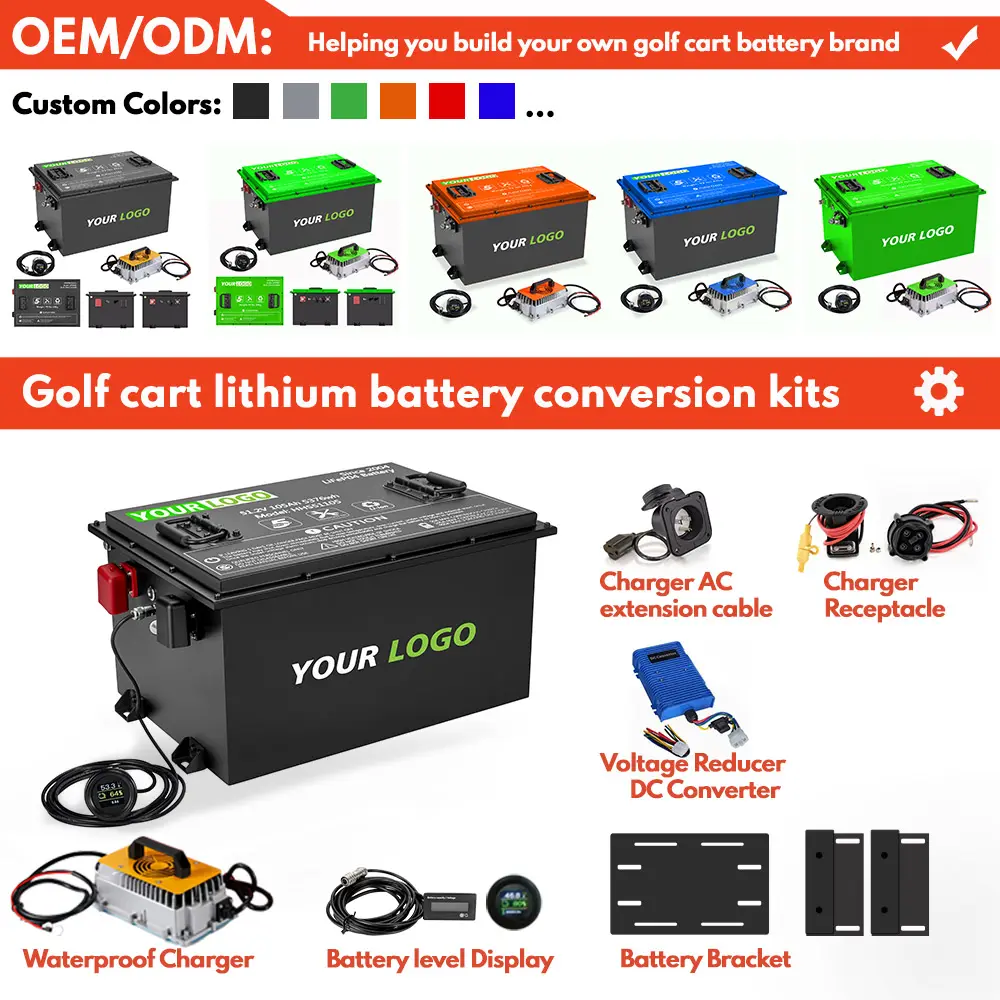 Lithium Golfkar Batterij 48 V 100ah 200ah Lifepo4 Golfkar Batterijen 48 Volt 72ah 160ah Elektrische Golf Auto Batterij Pack