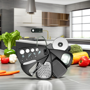 Petit ensemble d'outils de cuisine multifonctionnels de 6 pièces Moulin à fromage, ouvre-bouteille, éplucheur de fruits/légumes, couteau à pizza, éplucheur - Product Image 1