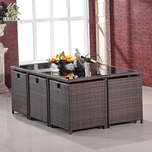 Waterproof Restaurant 9 Piece <strong>Rattan</strong> Tables and Chairs <strong>Cube</strong> Sets Patio Leisure Furniture Garden Outdoor <strong>Rattan</strong> Woven Dining Sets - Product Image 5