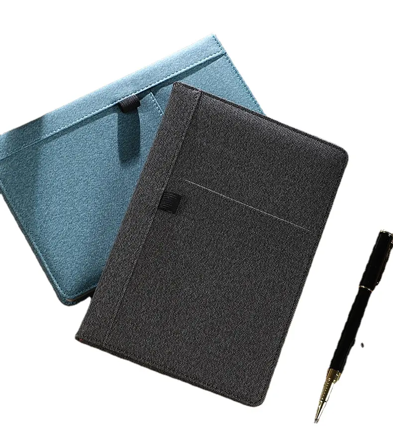 Luxury Meeting Notebook Diary journal with Elastic Pen Insert Hardbound Notebook Portable Travel Record Book Linen PU Leather