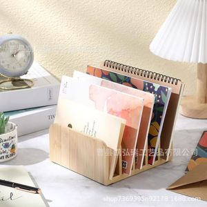 Wooden storage rack for office folder organization, letter and mail storage, multi-slot student stationery <b>shelf</b> - Product Image 2