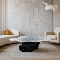 JingYue table élégante transparente personnalisée en résine de luxe meubles fabriqués à la main pour les espaces commerciaux hôtels salons