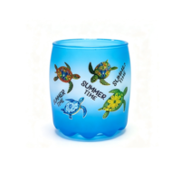 Verre à shot personnalisable en forme de baril, givré, avec base ondulée, motif animalier peint par pulvérisation et décalcomanie, souvenir