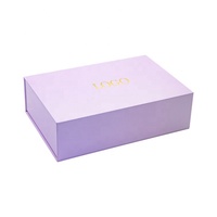 Boîte cadeau en carton violet clair fermeture magnétique logo personnalisé emballage cosmétique crème pour le visage crème contour des yeux nettoyant pour le visage gaufrage