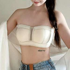 Sujetador sexy de verano sin tirantes, tejido, sin costuras, transpirable, antideslizante, push-up, con diseño de malla desmontable, tipo top tubo, sin aros. - Product Image 3