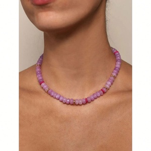 Minimalist Bohemia Style Colorful Gemstone <b>Candy</b> Beaded Natural Stone <b>Necklace</b> Fashion Jewelry Summer Comfortable Against Skin - Product Image 3