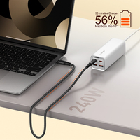 Câble de données tressé en nylon LDNIO LC352c-240W Type C PD240W 5A pour charge rapide d'ordinateur portable et de téléphone portable