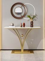 Console d'entrée commerciale moderne minimaliste ultra-étroite en marbre de luxe léger, design mural, démontable et assemblable