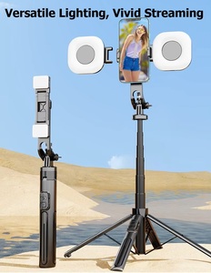 Perche à selfie multifonctionnelle avec trépied à 4 pieds - Support de téléphone anti-vibration de 1,3 m avec télécommande Bluetooth - Product Image 6